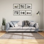 vidaXL Covor pufos "PAMPLONA" cu fire înalte, bej modern, 160x160 cm