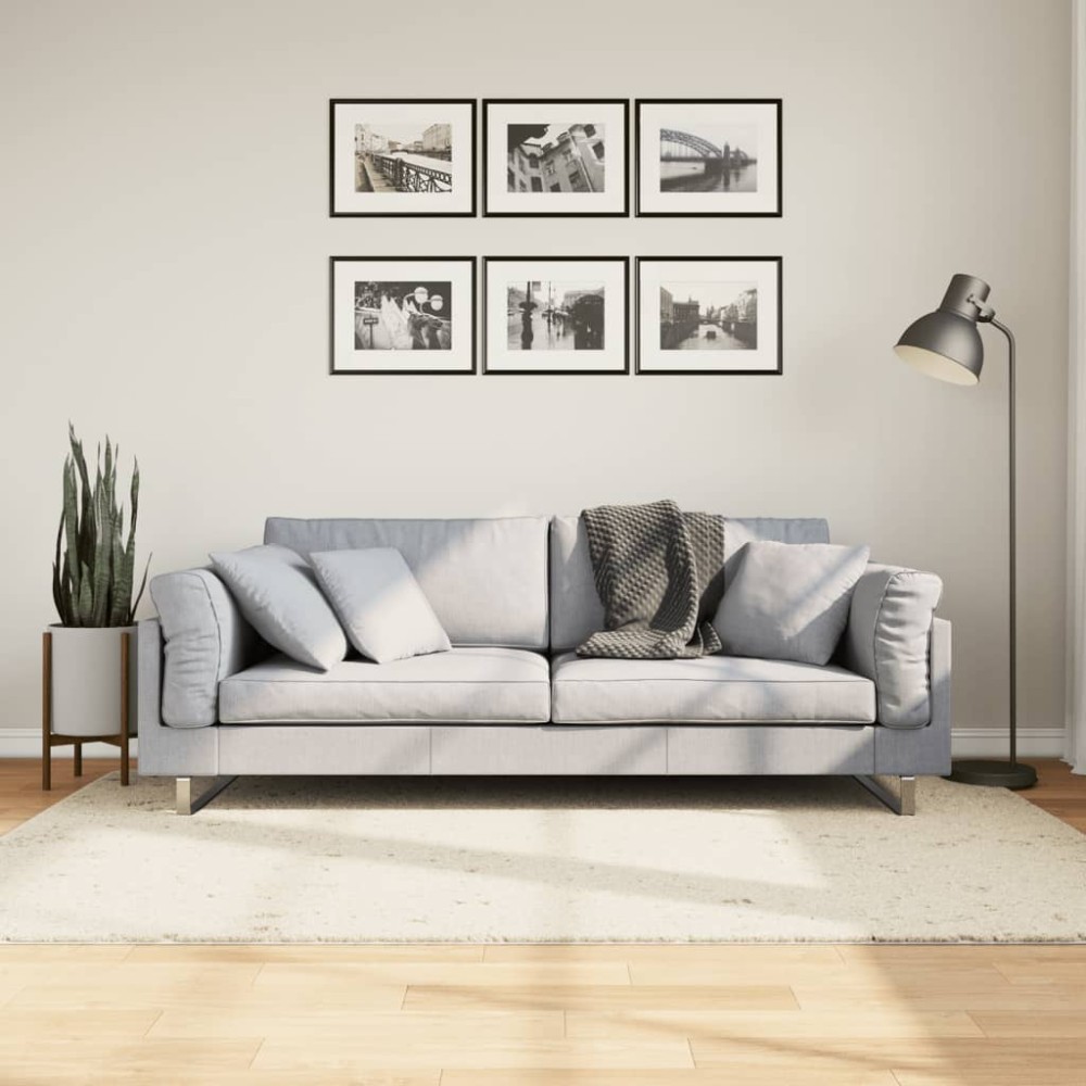 vidaXL Covor pufos "PAMPLONA" cu fire înalte, crem modern, 140x200 cm