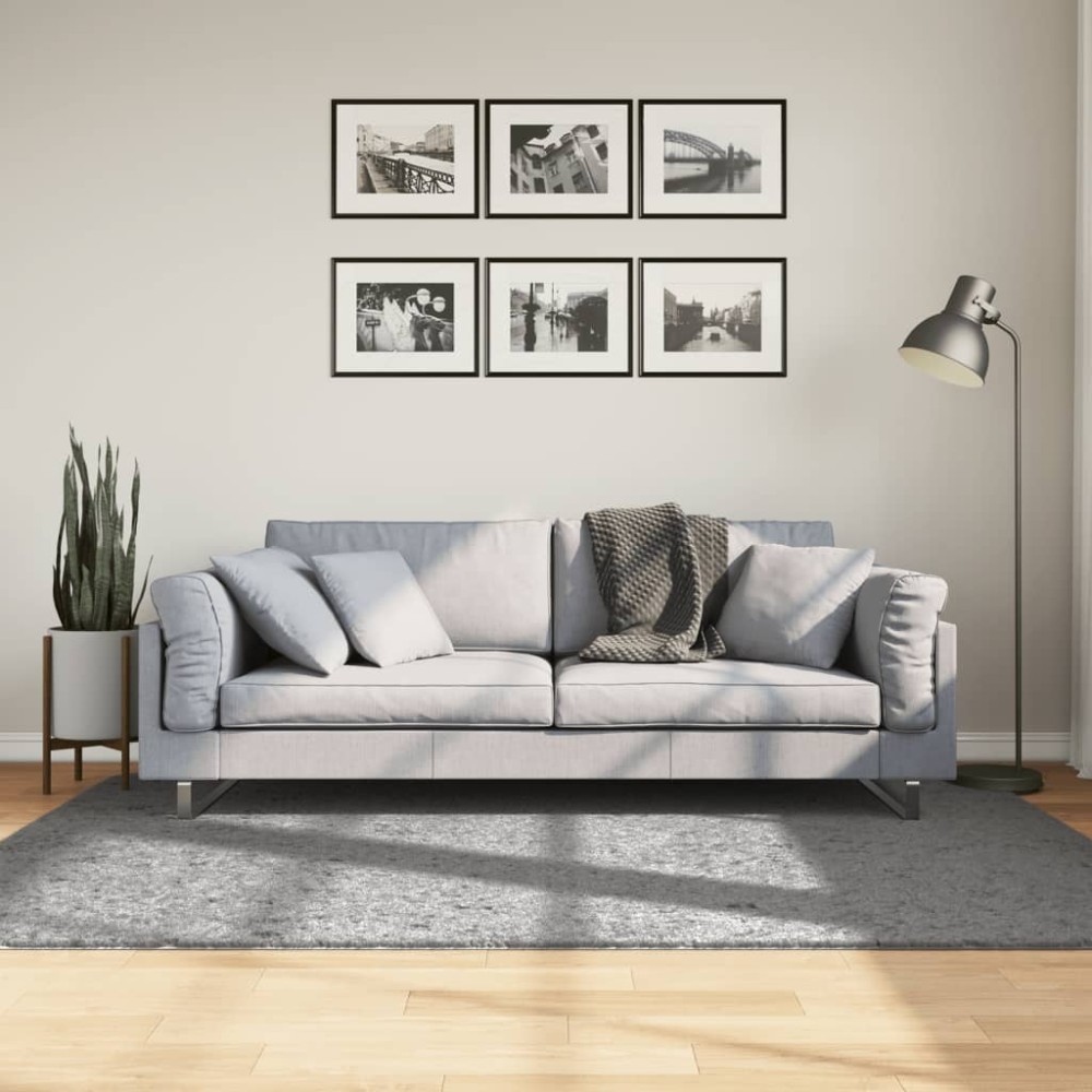 vidaXL Covor pufos "PAMPLONA" cu fire înalte, gri modern, 140x200 cm