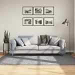 vidaXL Covor pufos "PAMPLONA" cu fire înalte, gri modern, 140x200 cm vidaXL Covor pufos "PAMPLONA" cu fire înalte, gri modern, 140x200 cm