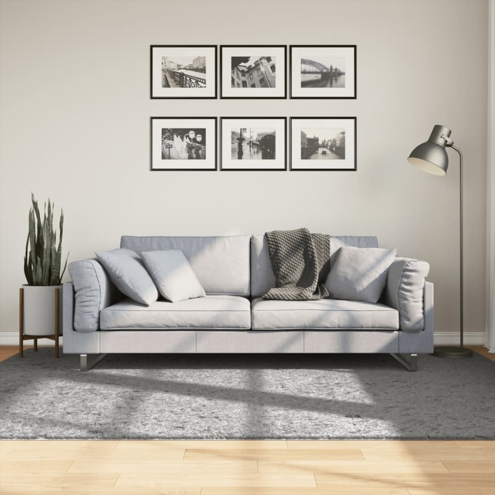 vidaXL Covor pufos "PAMPLONA" cu fire înalte, gri modern, 160x230 cm