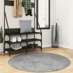 vidaXL Covor pufos "PAMPLONA" cu fire înalte, gri modern, Ø 120 cm vidaXL Covor pufos "PAMPLONA" cu fire înalte, gri modern, Ø 120 cm