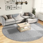 vidaXL Covor pufos "PAMPLONA" cu fire înalte, gri modern, Ø 280 cm
