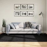 vidaXL Covor pufos "PAMPLONA" cu fire înalte, negru modern, 160x230 cm vidaXL Covor pufos "PAMPLONA" cu fire înalte, negru modern, 160x230 cm