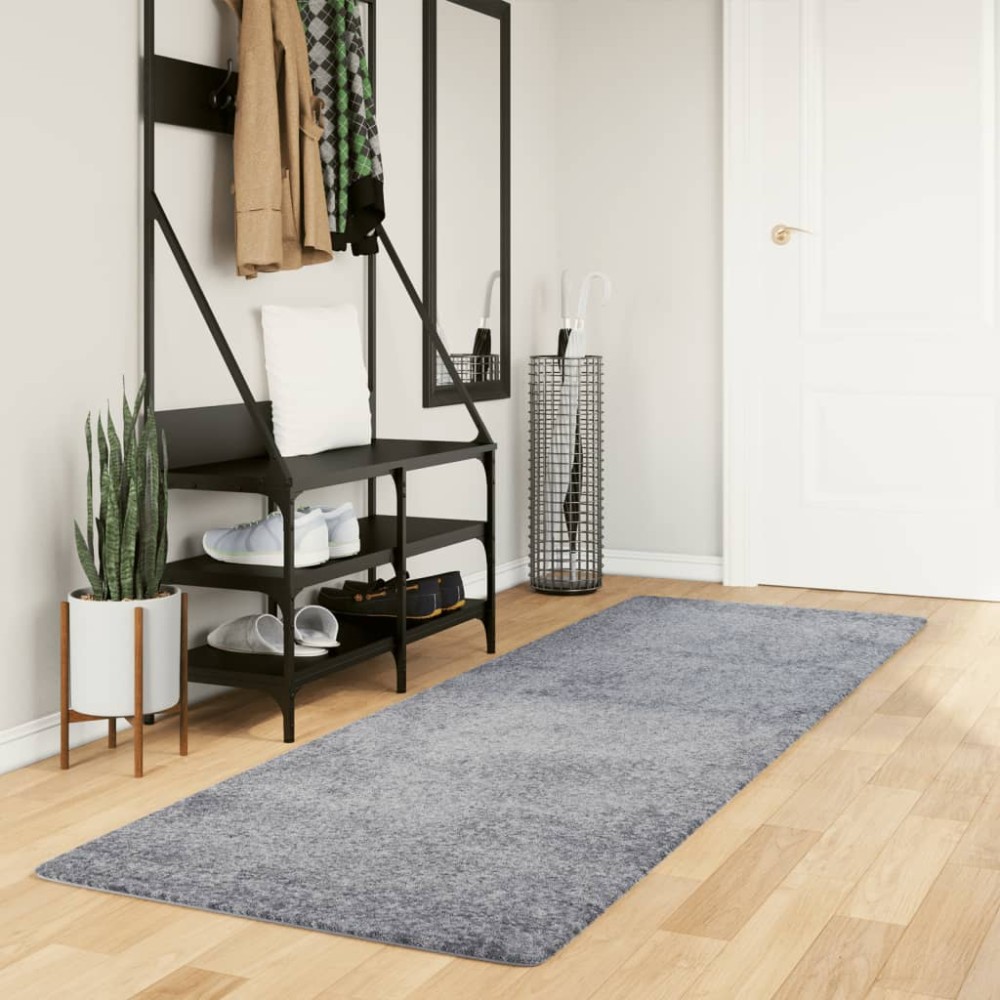 vidaXL Covor pufos "PAMPLONA" cu fire înalte albastru modern 80x250 cm