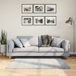 vidaXL Covor pufos "PAMPLONA" fire înalte albastru modern 120x120 cm vidaXL Covor pufos "PAMPLONA" fire înalte albastru modern 120x120 cm