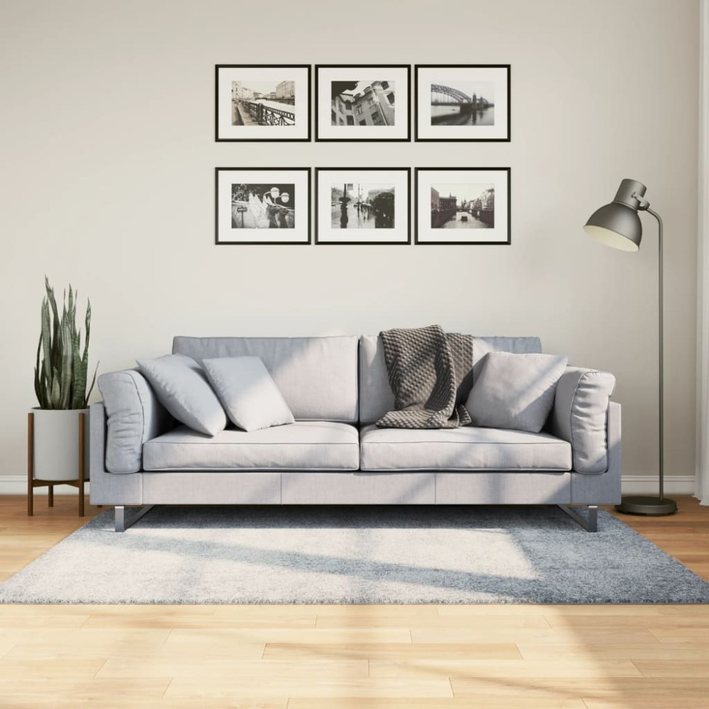 vidaXL Covor pufos "PAMPLONA" fire înalte albastru modern 120x170 cm
