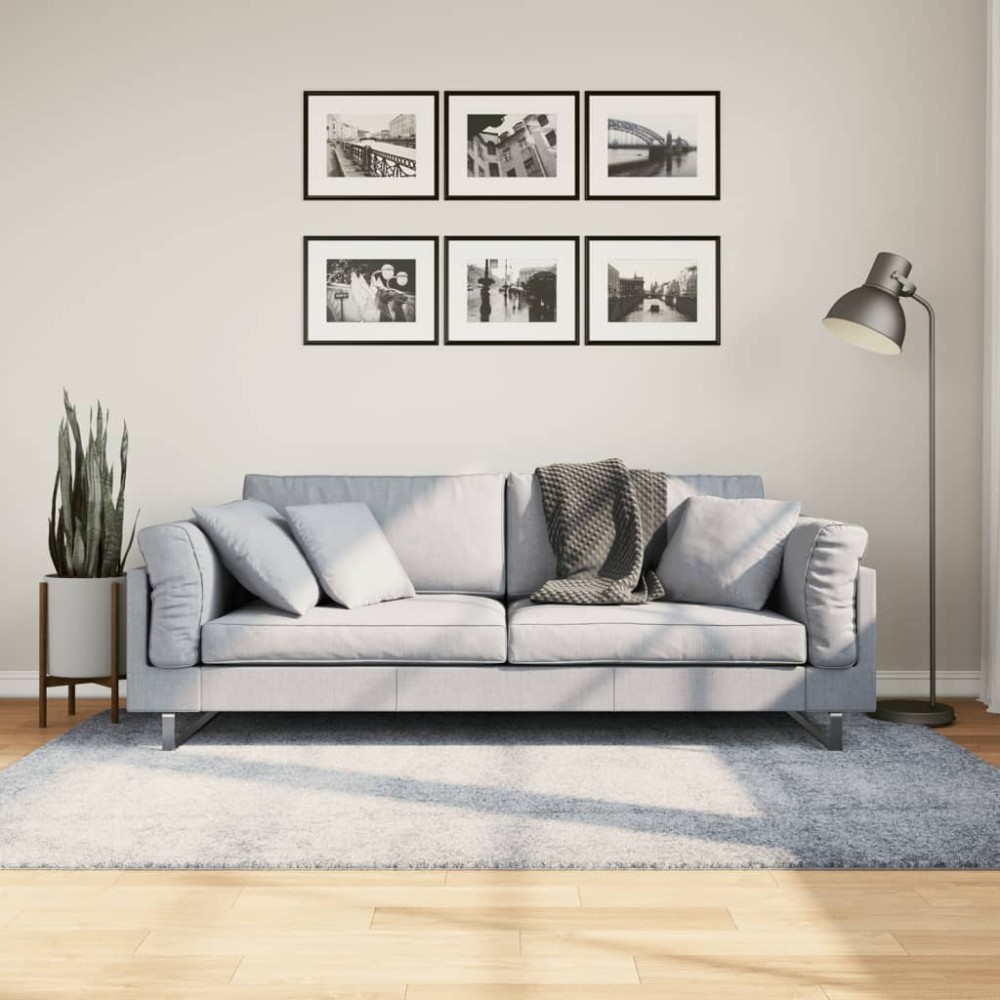 vidaXL Covor pufos "PAMPLONA" fire înalte, albastru modern 140x200 cm