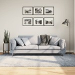 vidaXL Covor pufos "PAMPLONA" fire înalte, albastru modern 160x230 cm