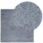 vidaXL Covor pufos "PAMPLONA" fire înalte, albastru modern 200x200 cm