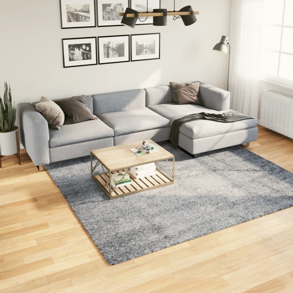 vidaXL Covor pufos "PAMPLONA" fire înalte, albastru modern 240x240 cm
