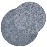 vidaXL Covor pufos "PAMPLONA" cu fire înalte, albastru modern Ø 80 cm