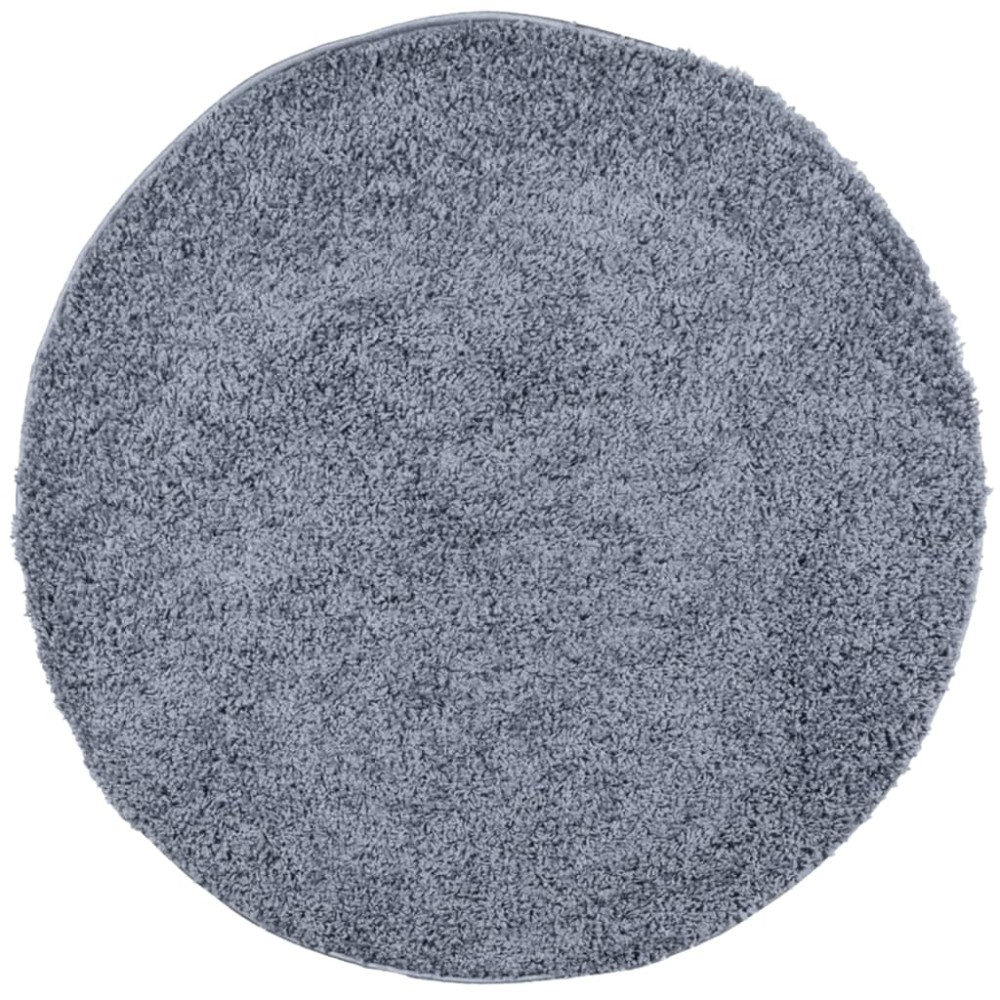vidaXL Covor pufos "PAMPLONA" cu fire înalte, albastru modern Ø 120 cm