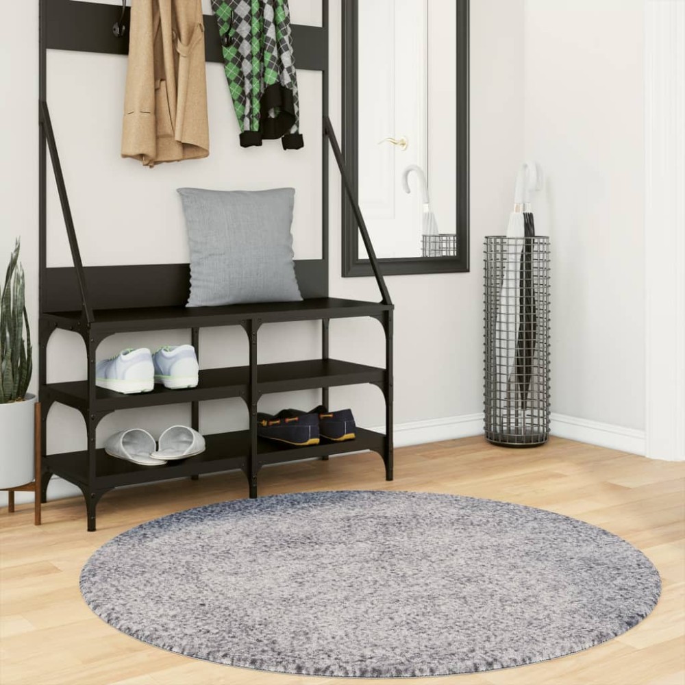 vidaXL Covor pufos "PAMPLONA" cu fire înalte, albastru modern Ø 120 cm