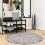 vidaXL Covor pufos "PAMPLONA" cu fire înalte, albastru modern Ø 120 cm