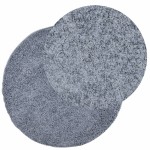 vidaXL Covor pufos "PAMPLONA" cu fire înalte, albastru modern Ø 120 cm