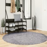 vidaXL Covor pufos "PAMPLONA" cu fire înalte, albastru modern Ø 160 cm