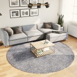 vidaXL Covor pufos "PAMPLONA" cu fire înalte, albastru modern Ø 240 cm
