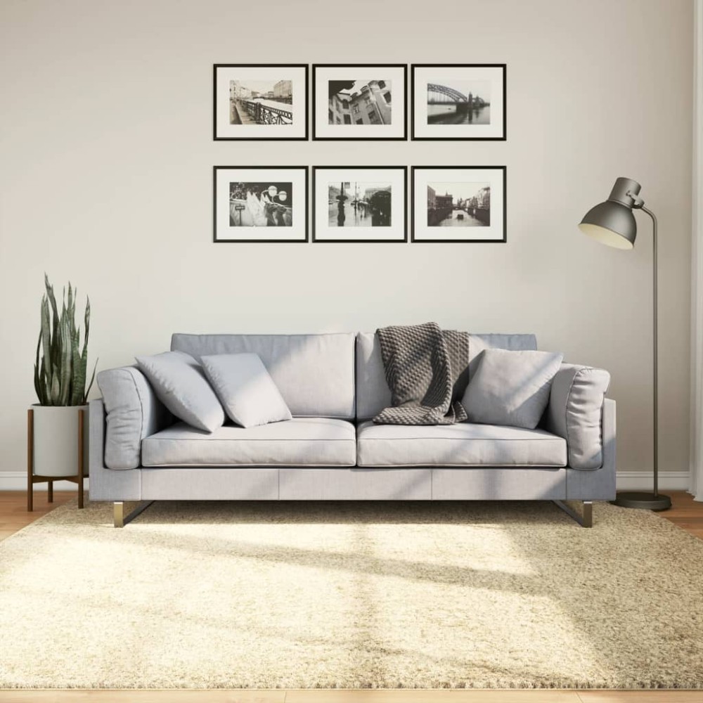 vidaXL Covor pufos "PAMPLONA" cu fire înalte, auriu modern, 200x200 cm