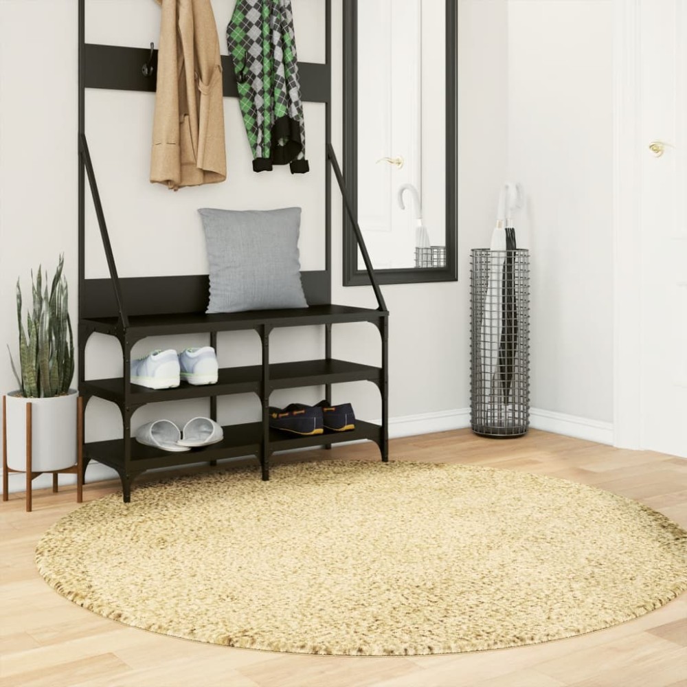 vidaXL Covor pufos "PAMPLONA" cu fire înalte, auriu modern, Ø 160 cm