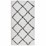 vidaXL Covor pufos "PAMPLONA" fire înalte negru/crem modern 80x150 cm
