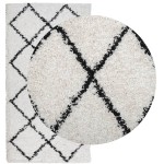 vidaXL Covor pufos "PAMPLONA" fire înalte negru/crem modern 80x150 cm