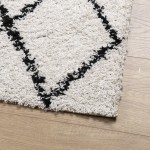 vidaXL Covor pufos "PAMPLONA" fire înalte negru/crem modern 80x150 cm