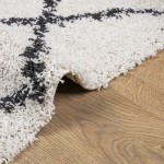 vidaXL Covor pufos "PAMPLONA" fire înalte negru/crem modern 80x150 cm