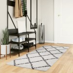 vidaXL Covor pufos "PAMPLONA" fire înalte negru/crem modern 80x200 cm vidaXL Covor pufos "PAMPLONA" fire înalte negru/crem modern 80x200 cm