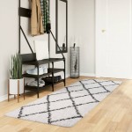 vidaXL Covor pufos "PAMPLONA" fire înalte negru/crem modern 80x250 cm vidaXL Covor pufos "PAMPLONA" fire înalte negru/crem modern 80x250 cm