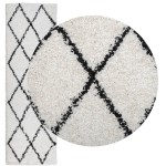 vidaXL Covor pufos "PAMPLONA" fire înalte negru/crem modern 80x250 cm vidaXL Covor pufos "PAMPLONA" fire înalte negru/crem modern 80x250 cm