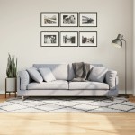 vidaXL Covor pufos "PAMPLONA" fire înalte negru/crem modern 100x200 cm vidaXL Covor pufos "PAMPLONA" fire înalte negru/crem modern 100x200 cm