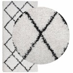 vidaXL Covor pufos "PAMPLONA" fire înalte negru/crem modern 100x200 cm vidaXL Covor pufos "PAMPLONA" fire înalte negru/crem modern 100x200 cm