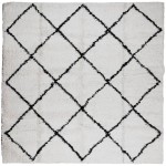 vidaXL Covor pufos "PAMPLONA" fire înalte negru/crem modern 120x120 cm vidaXL Covor pufos "PAMPLONA" fire înalte negru/crem modern 120x120 cm