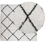 vidaXL Covor pufos "PAMPLONA" fire înalte negru/crem modern 120x120 cm vidaXL Covor pufos "PAMPLONA" fire înalte negru/crem modern 120x120 cm