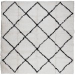 vidaXL Covor pufos "PAMPLONA" fire înalte negru/crem modern 160x160 cm vidaXL Covor pufos "PAMPLONA" fire înalte negru/crem modern 160x160 cm