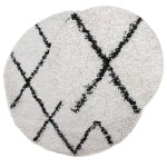 vidaXL Covor pufos "PAMPLONA" fire înalte negru/crem modern Ø 80 cm vidaXL Covor pufos "PAMPLONA" fire înalte negru/crem modern Ø 80 cm
