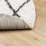 vidaXL Covor pufos "PAMPLONA" fire înalte negru/crem modern Ø 100 cm vidaXL Covor pufos "PAMPLONA" fire înalte negru/crem modern Ø 100 cm