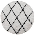 vidaXL Covor pufos "PAMPLONA" fire înalte negru/crem modern Ø 120 cm