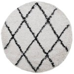 vidaXL Covor pufos "PAMPLONA" fire înalte negru/crem modern Ø 160 cm