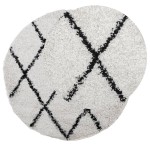 vidaXL Covor pufos "PAMPLONA" fire înalte negru/crem modern Ø 160 cm