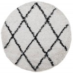 vidaXL Covor pufos "PAMPLONA" fire înalte negru/crem modern Ø 200 cm