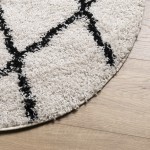 vidaXL Covor pufos "PAMPLONA" fire înalte negru/crem modern Ø 200 cm