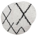 vidaXL Covor pufos "PAMPLONA" fire înalte negru/crem modern Ø 280 cm vidaXL Covor pufos "PAMPLONA" fire înalte negru/crem modern Ø 280 cm