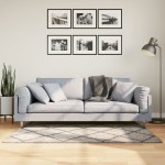 vidaXL Covor pufos "PAMPLONA" cu fire înalte, bej/antracit, 80x150 cm