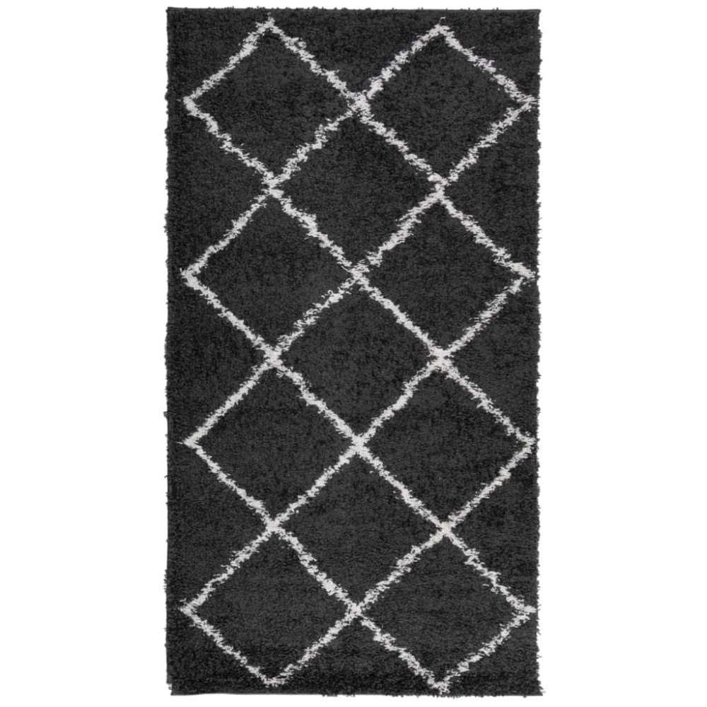 vidaXL Covor pufos "PAMPLONA" cu fire înalte, negru și crem, 60x110 cm