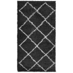 vidaXL Covor pufos "PAMPLONA" cu fire înalte, negru și crem, 60x110 cm