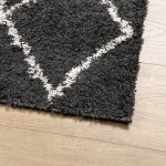 vidaXL Covor pufos "PAMPLONA" fire înalte negru/crem modern 80x200 cm