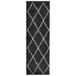 vidaXL Covor pufos "PAMPLONA" fire înalte negru/crem modern 80x250 cm