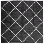 vidaXL Covor pufos "PAMPLONA" fire înalte negru/crem modern 120x120 cm vidaXL Covor pufos "PAMPLONA" fire înalte negru/crem modern 120x120 cm